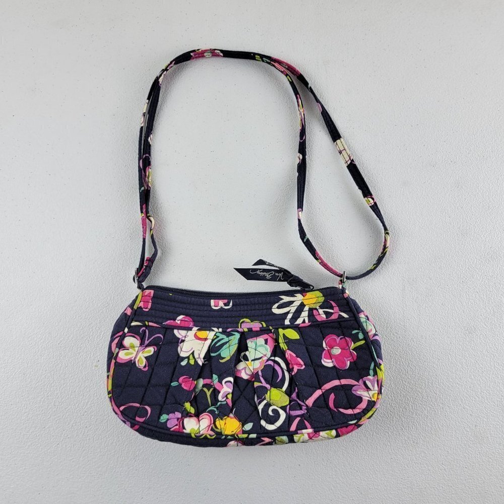 Vera Bradley Frannie Ribbon Crossbody Sling Bag Adjustable Strap Center Zip